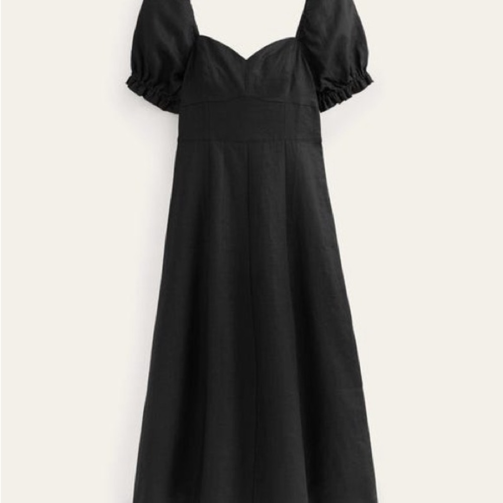 Boden Black Puff-Sleeve Midi Dress - Picture 2 of 3